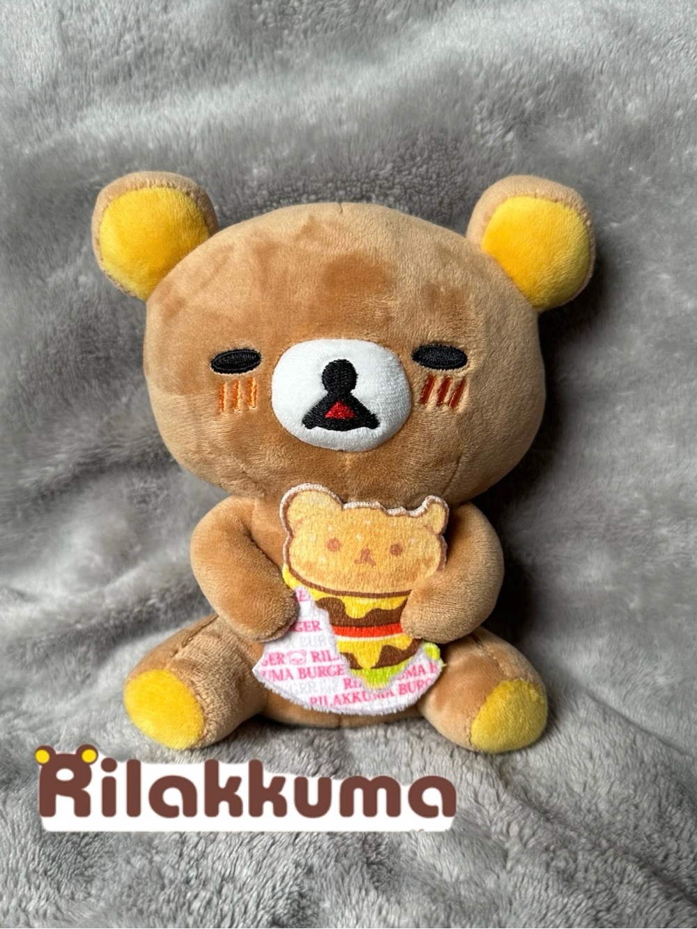 Rilakkuma Eating Burger Plush Bear